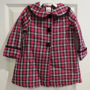 Youngland Girl's Dress and Peacoat Ensemble 18 months Pink Velvet and Pink Plaid